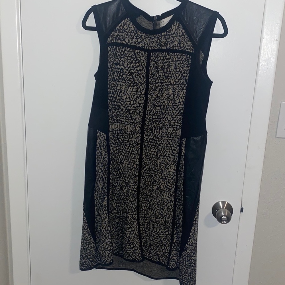 Curio Black & Tan “leather” Sleeveless Dress